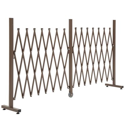 Barriera per cancello a forbice Wikinger barriera a forbice estensibile 52-405 cm da giardino in alluminio marrone H103.5cm