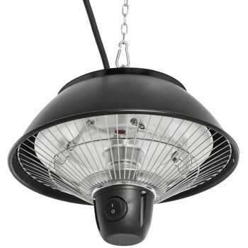 Chauffage radiant de plafond Wikinger® 600W noir Φ25.5 x H21.2 cm