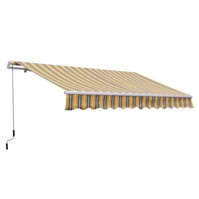 Tenda da sole Wikinger, tenda a braccio articolato, protezione solare con manovella 3.5×2.5 m grigio + bianco alluminio poliestere 3
