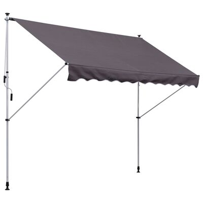 Wikinger tenda da sole con morsetto, tenda da sole con braccio articolato, protezione solare, braccio pieghevole, manovella, balcone, grigio alluminio, 300 x 150 cm