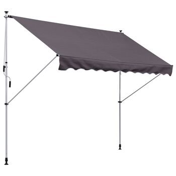 Wikinger Pince pour auvent à bras articulé, protection solaire, bras pliable, manivelle pour balcon, aluminium gris, 300 x 150 cm