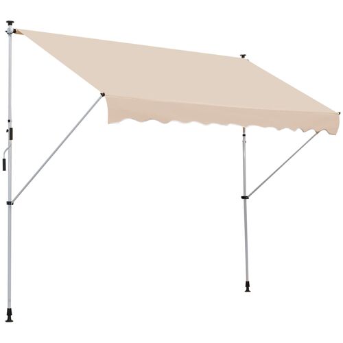 Wikinger awning articulated arm awning clamp awning height adjustable sun protection folding arm hand crank balcony aluminum beige 300 x 150 cm
