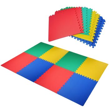 Wikinger Tapis de puzzle, tapis de jeu pour enfants, tapis de jeu, tapis de protection de sol, tapis de sol, tapis de gymnastique, EVA, coloré, 60 x 60 x 1.2 cm, 8 pièces.