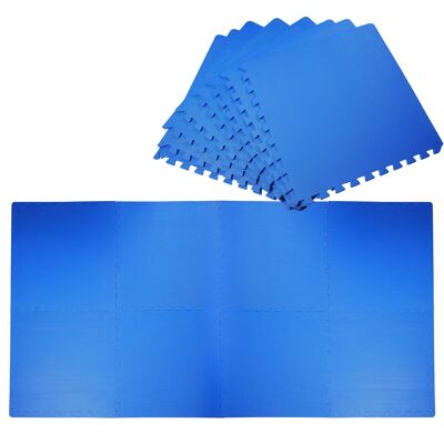 Wikinger Tapis de jeu en 8 parties, tapis de puzzle, tapis de jeu avec mousse EVA non toxique pour la protection, centre de fitness, bleu, 60 x 60 x 1.2 cm