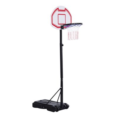 Supporto da basket per bambini Wikinger Canestro da basket con ruote Base riempibile con acqua Altezza tabellone 194-249 cm PE + acciaio nero