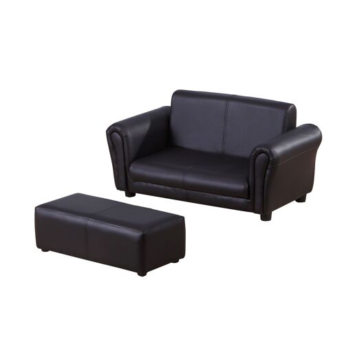 Wikinger children's armchair with footstool, children's couch with stool, children's sofa, sofa armchair, black, 83 x 42 x 41 cm 3