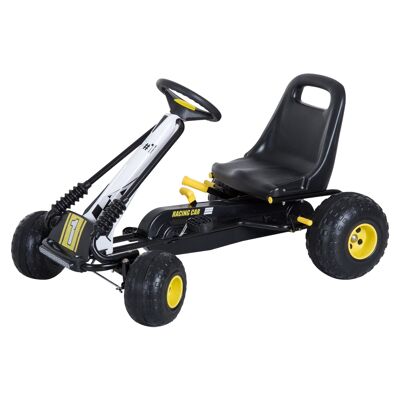Wikinger Go-Kart avec siège réglable, véhicule à pédales avec pédale de frein à main, véhicule à pédales Go-Kart à partir de 3 ans, enfants noir 95 x 66.5x57cm