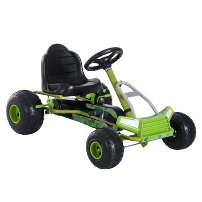 Wikinger children's go-kart pedal car pedal vehicle children's vehicle with adjustable seat pedal vehicle with handbrake from 3 years green 95 x 66.5x57cm
