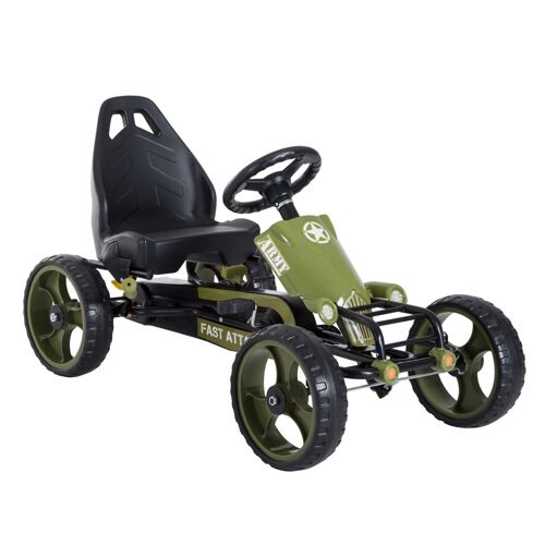 Wikinger Go Kart pedal car with handbrake Children's vehicle Kettcar pedal vehicle with adjustable seat from 3 years Green 105 x 54 x 61 cm