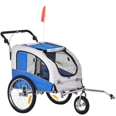 Wikinger Dog Trailer Jogger Bicycle Trailer Dogs Dog Bicycle Trailer Blue+Grey 155 x 83 x 108 cm