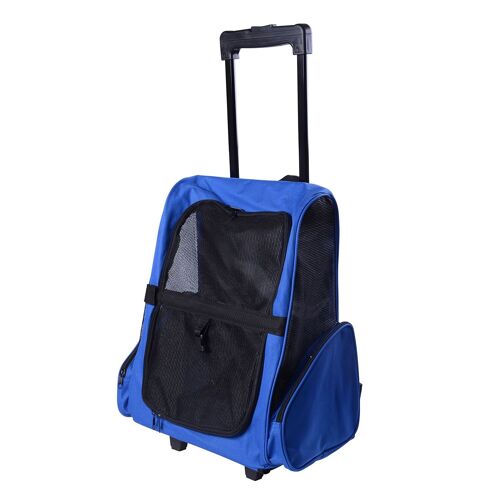 Wikinger Dog Trolley Transport Bag Carrying Bag for Animals Trolley 2-in-1 Dog Bag with Door and Window Breathable Oxford Fabric Blue 42 x 25 x55cm