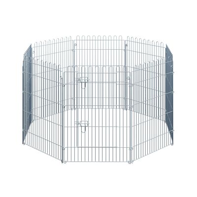 Wikinger Enclos extérieur pour chiots Clôture pour chiots Parc pour chiots Porte pour animaux 8 parties L63 x H91 cm