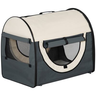 Wikinger Hundebox, faltbar, Hundetransportbox, Haustierrucksack mit Kissen, Reisetasche für Tier, wasserdichter Oxford-Stoff, dunkelgrau, 70 x 51 x 59 cm