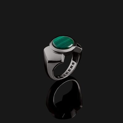 Bague Kudos en or noir et malachite verte