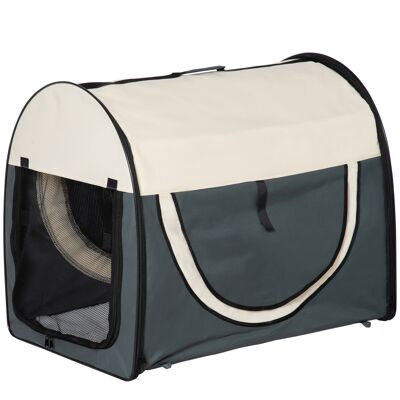 Wikinger box per cani pieghevole box da trasporto per cani box da trasporto per gatti domestici grigio scuro 81 x 56 x 66 cm