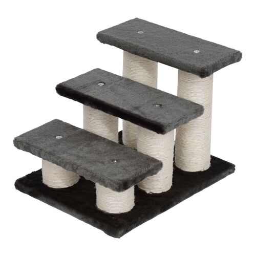 Wikinger Animal Stairs Cat Stairs 3 Steps Dog Stairs Stairs for Cats and Dogs Plush Dark Gray 45 x 35 x 34 cm
