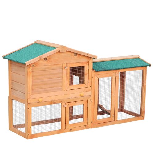 Wikinger small animal hutch guinea pig hutch 145 x 45 x85cm small animal cage outside winterproof outdoor solid wood natural