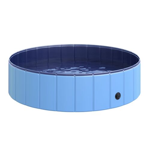 Wikinger Dog Pool Paddling Pool Swimming Pool Dog Bath PVC+Wood Blue Ø120 x H30 cm