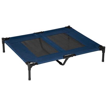 Wikinger Lit pour Chien Chaise Longue pour Chien Lit pour Chat d'extérieur Lit pour Animal Domestique Lieu de Couchage en métal Tissu Oxford 600D Bleu 91.5x76.2x18cm