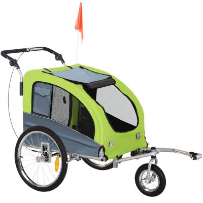 Wikinger Dog Trailer Jogger Bicycle Trailer Dogs Dog Bicycle Trailer Green+Grey 155 x 83 x 108 cm