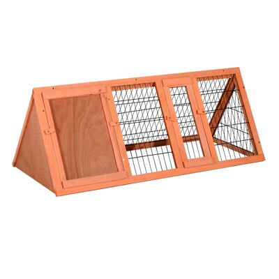 Wikinger small animal hutch guinea pig hutch 118 x 50 x 45 cm triangular with outdoor enclosure spout orange