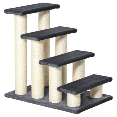 Wikinger animal stairs cat stairs dog stairs 4 steps stairs for cats and dogs plush gray 60 x 40.5x59cm