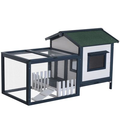 Wikinger Rabbit Hutch Small Animal Cage 151 x 78 x 84.5 cm with Outdoor Enclosure Ramp Green White