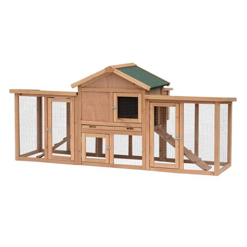 Wikinger Bantam Chicken House Bantam Chicken House with Nest Box Bantam Chicken Aviary Poultry House Fir Wood Metal Wire Natural 204 x 85 x 93 cm