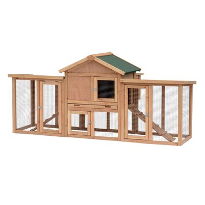 Wikinger Bantam Chicken House Bantam Chicken House con nido Bantam Chicken Voliera Pollaio Legno di abete Filo metallico Naturale 204 x 85 x 93 cm