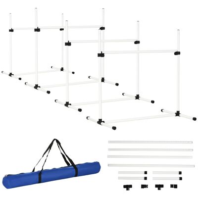 Wikinger Agility Set di ostacoli Pali da slalom Set da addestramento per cani 4 ostacoli, plastica, bianco, 99x65x94 cm