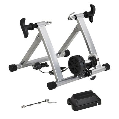 Wikinger Roller Trainer, vélo d'entraînement, vélo d'appartement, frein magnétique, pliable, réglable, 26"-28" ou acier 700C, argent, 54.5x47.2x39.1 cm