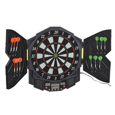 Wikinger electronic dartboard dartboard with door incl. 4 LED 216 games 12 arrows up to 8 players ABS + PP 49 x 54.6 x 5.5 cm