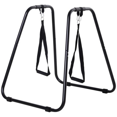 Wikinger dip station dip stand bars dips with sling trainer, steel, black, 90x81x92.5cm
