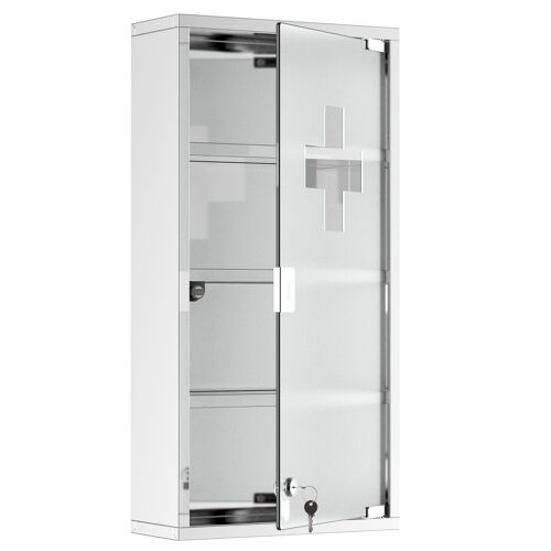Wikinger medicine cabinet medicine cabinet first aid cabinet with lock stainless steel 30 x 12 x 60 cm