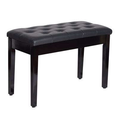 Wikinger Tabouret de piano Banc de piano Style campagnard traditionnel Tabouret cosmétique Espace de rangement Bois d'hévéa Simili cuir Noir 76 x 36 x 50 cm