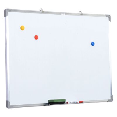 Wikinger whiteboard magnetic board wall board magnetic whiteboard with aluminum frame incl. board marker board eraser and adhesive magnets 90x60cm