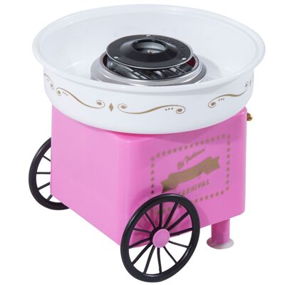 Wikinger cotton candy machine cotton candy device 450-550 W cotton candy 2 heating tubes with 10 sticks stainless steel aluminum (model 2/pink)