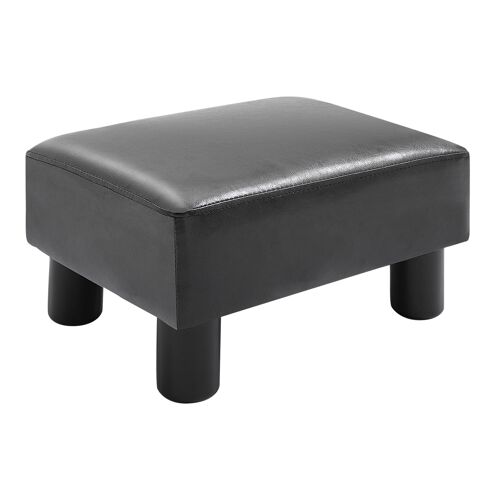 Wikinger footstool, leg rest, stool, entrance bench, backless stool, bench, Chesterfield made of imitation leather, black, 40 x 30 x 24 cm