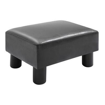 Wikinger Repose-pieds, repose-jambes, tabouret, banc d'entrée, tabouret sans dossier, banc Chesterfield en simili cuir, noir, 40 x 30 x 24 cm