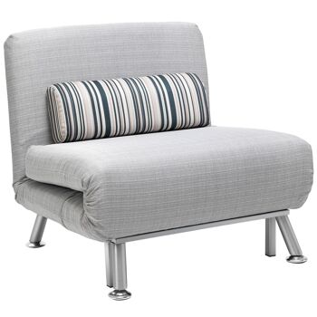 Wikinger Lit pliant, fauteuil, lit d'appoint, canapé-lit, matelas pliant, lit en métal, gris 75 x 70 x 75 cm