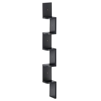 Wikinger wall shelf, hanging shelf, corner shelf, zigzag shelf, bookcase, shelf, black, 12 x 12 x 120 cm