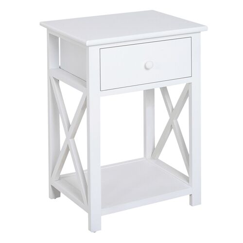 Wikinger bedside table, telephone table, side table, living room table with drawer, wood, white