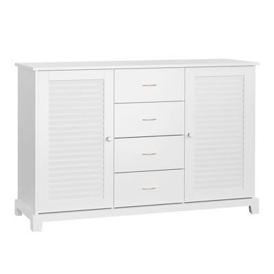 Wikinger credenza mobile ingresso mobiletto bagno cassettiera anta a doghe bianco 120.2×40.2x80.2 cm