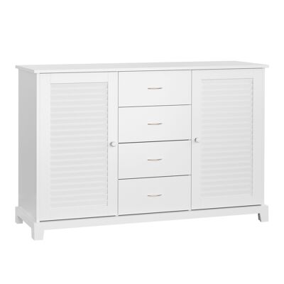 Wikinger sideboard cabinet hall cabinet bathroom cabinet chest of drawers slatted door white 120.2x40.2x80.2cm