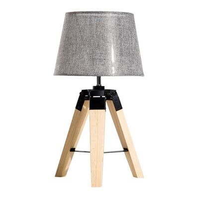 Wikinger lampe de table lampe de chevet lampe de table E27 aspect lin, pin + polyester, 24x24x45cm (gris)