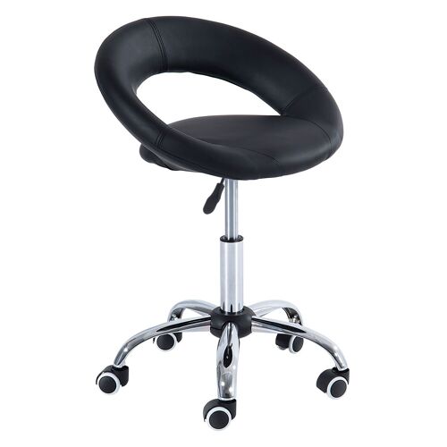 Wikinger rolling stool, work stool, swivel stool, office chair, height-adjustable, PU+metal, black, 50 x 54 x (66-78) cm