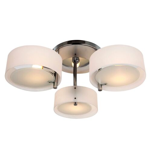 Wikinger ceiling lamp ceiling light chandelier 40W light 3-bulb chrome acrylic E27, warm white, Ø64xH20cm