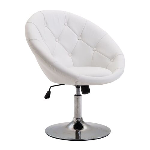 Wikinger work stool, swivel stool, office chair, chrome-plated, height-adjustable, PU + steel, black/white, 56x71x78-90cm (white)