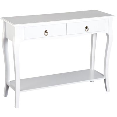 Wikinger console table console sideboard with 2 drawers wooden feet hallway white 100x33x75cm