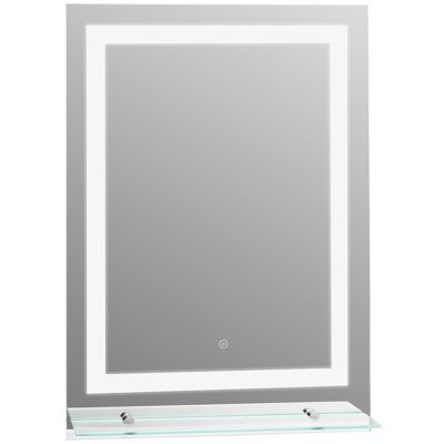 Specchio da bagno a LED kleankin specchio da bagno con ripiano in vetro illuminato 22W 70x50cm